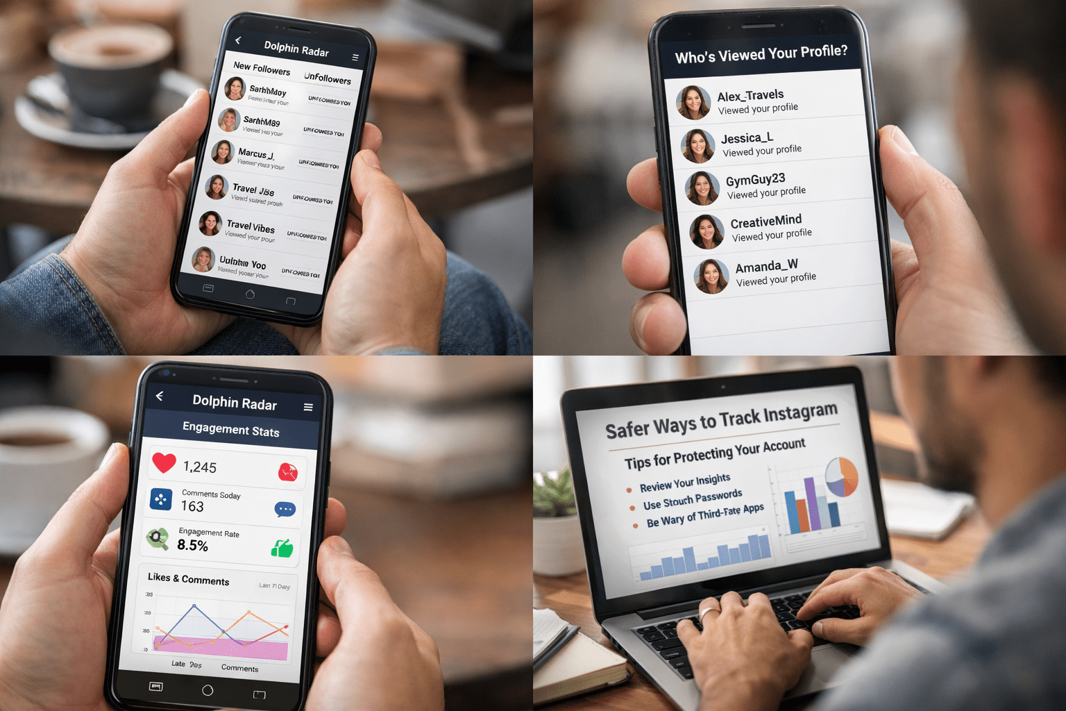 Instagram followers and activity dashboard illustration