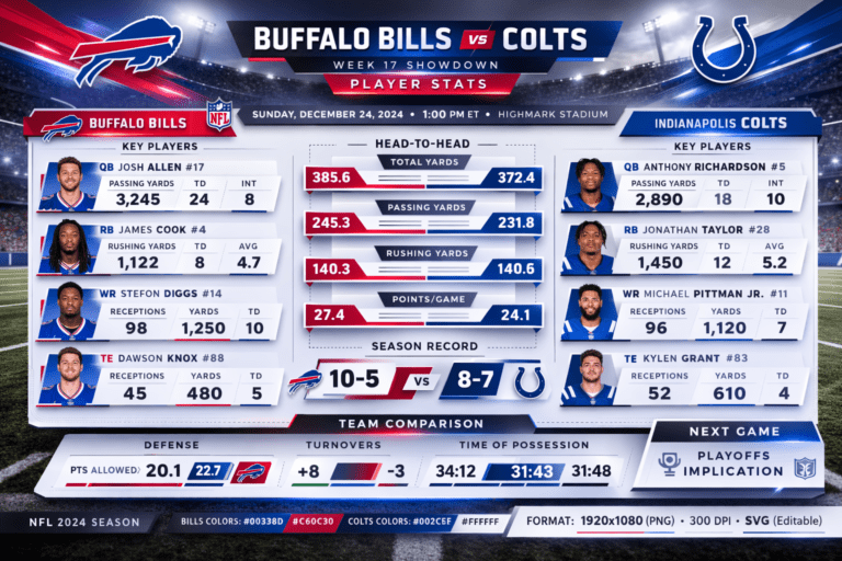 Buffalo Bills vs Colts Match Player Stats