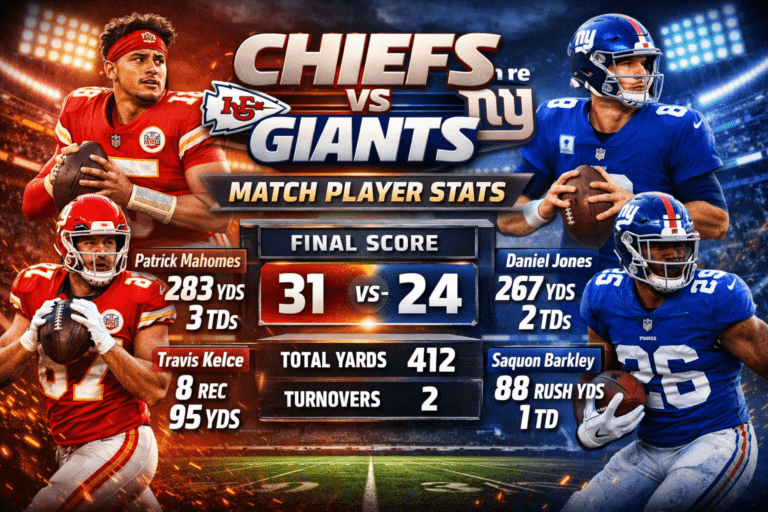Kansas City Chiefs vs New York Giants Match Player Stats
