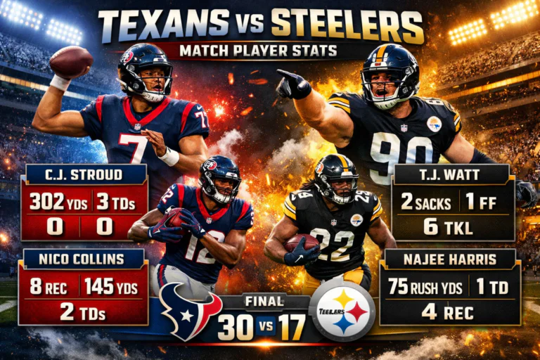 Texans vs Pittsburgh Steelers match player stats