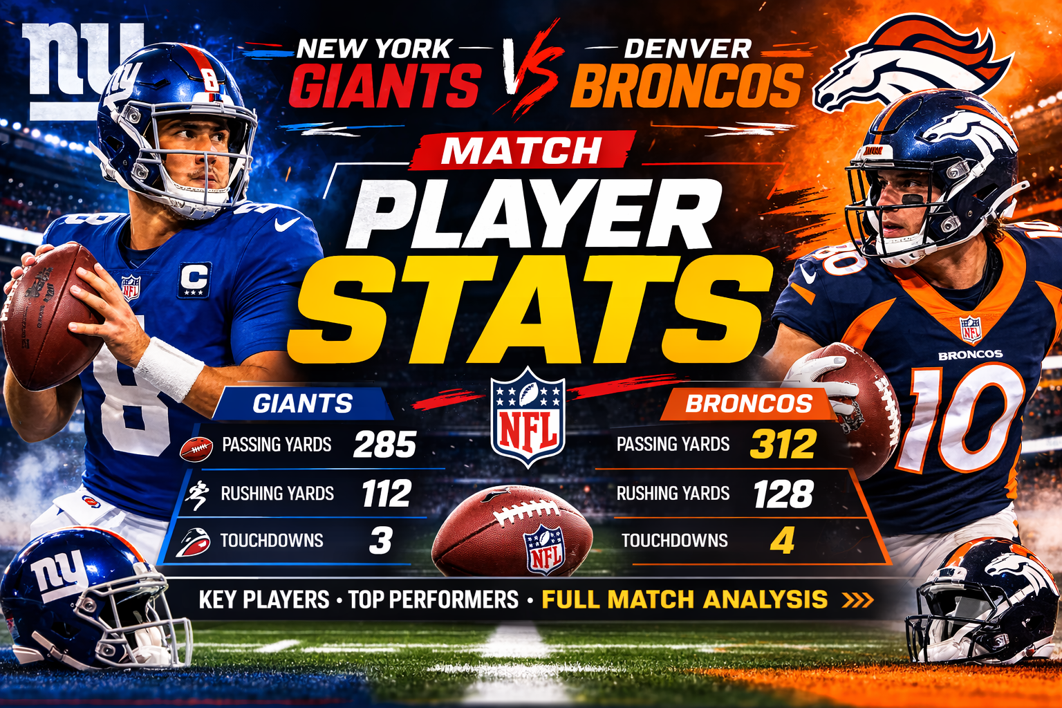 New York Giants vs Denver Broncos Match Player Stats